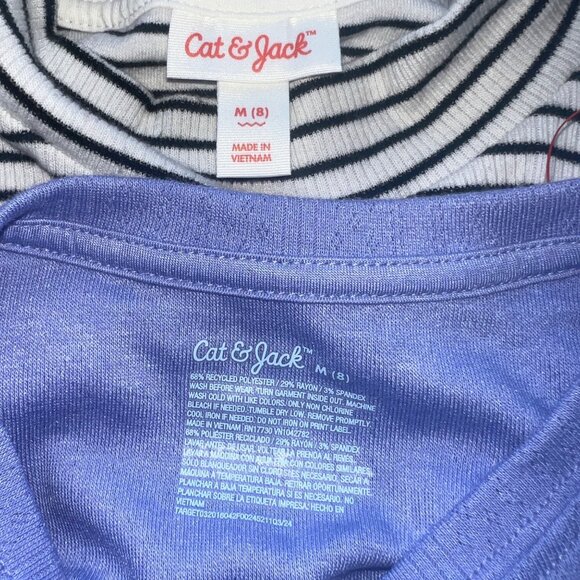 Cat & Jack Long-Sleeve Top Striped Turtleneck & Floral PJ Tank Girls M/8 (3-Pk) - Picture 11 of 13